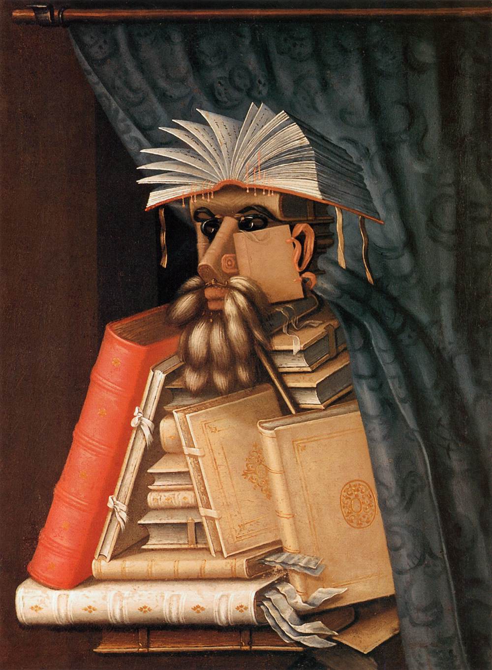 Arcimboldo's The Librarian, a figure composed of books
